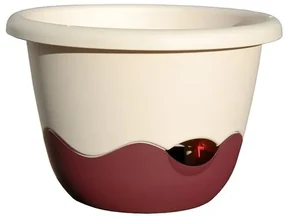 Samozavlažovací závesný kvetináč Mareta, biela + vínová, 30 cm, Plastia, pr. 30 cm