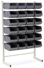 Stojan na náradie, jednostranný, s 24 plastovými boxami