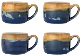 Modré/hnedé hrnčeky v súprave 4 ks z kameniny 400 ml Sheen – Bloomingville