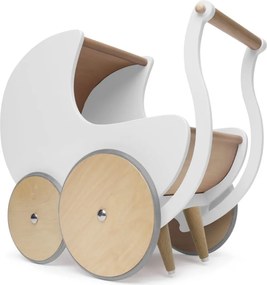 Drevený kočík pre bábiky a nácvik chôdze biela