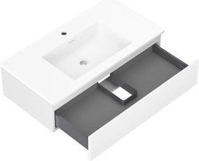 Mexen Orio, kúpeľňová skrinka 90 cm s umývadlom Otis, 1 zásuvka, biela matná, 91A10-09023-1-BF01-W18M01