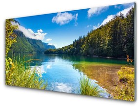 Skleneny obraz Hory les príroda jazero 100x50 cm