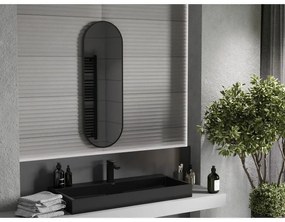 Mexen Loft, oválne kúpeľňové zrkadlo 100 x 35 cm, farba rámu čierna matná, 9851-100-035-000-70