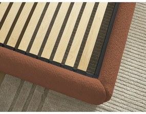 Oranžová čalúnená dvojlôžková posteľ s úložným priestorom/bez čela s roštom 160x200 cm Inera – Bobochic Paris