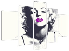 Obraz Marilyn Monroe s fialovými perami (150x105 cm)