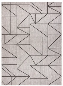 Koberec SIZAL FLOORLUX 20605 geometrický trojuholník - strieborný / čierny