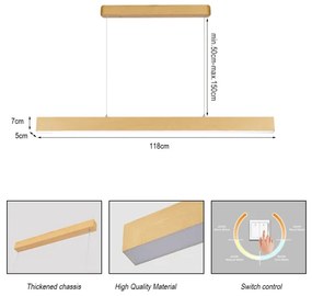 Brilagi - LED luster na lanku SLEEKLINE LED/40W/230V 3000/4500/6000K dubový dekor