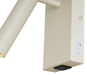 Moderné nástenné svietidlo béžové nastaviteľné s USB-C - Croft