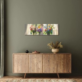 Obraz - Kytica pri okne (s hodinami) (90x30 cm)