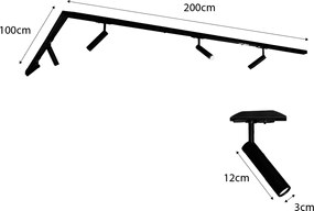 Moderný koľajnicový systém s 5 reflektormi tmavá bronz 1-fázový - Iconic Ivy