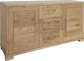 Drevená komoda pod televízor s 3 zásuvkami a dvierkami, 140x43x75 cm