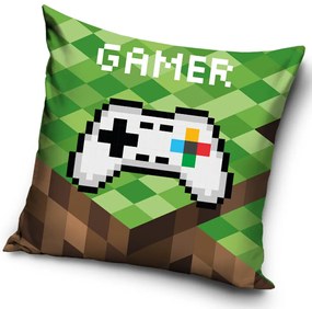 Carbotex DETSKÁ DEKORAČNÁ OBLIEČKA NA VANKÚŠ GAMER 40X40 CM VZOROVANÁ
