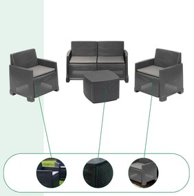 I.P.A.E-Progarden Záhradný set COMO 4-dielny, antracitová