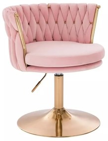 LuxuryForm DESIGN Stolička LYON VELUR na zlatom tanieri - ružová