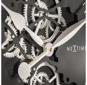 Nástenné hodiny NeXtime Roman Gear Ø90,5 cm strieborné