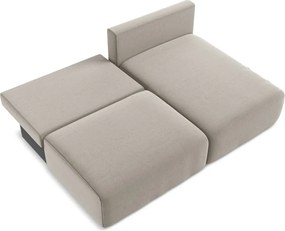 Taupe zamatová rozkladacia/s úložným priestorom rohová pohovka (pravý roh/s leňoškou) Kalena – Makamii