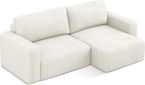 Krémovobiela menčestrová rozkladacia/s úložným priestorom rohová pohovka (pravý roh/s leňoškou) Kona – Makamii