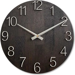 SENTOP | Luxusné drevené nástenné hodiny Wenge – Čierny dizajn I SENTOP MAS016-OSMO-3169-heads-silver analógové