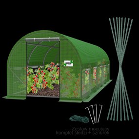 Garden Line 5-dielny zelený fóliový záhradný tunel 8 x 3 x 2 m