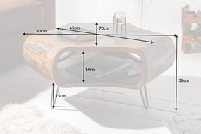 Dizajnový konferenčný stolík Lorelei, 80 cm, sheesham, sivý