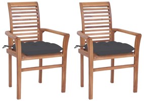 Jedálenské stoličky 2 ks antracitové podložky tíkový masív