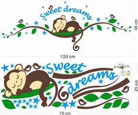 Samolepka na stenu "Opička - Sweet Dreams" 120x46 cm