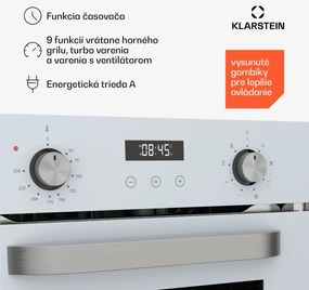 Klarstein SmartSlim rúra, Slim dizajn, 9 funkcií, objem 49 l, jednoduché čistenie, EEK A