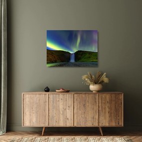 Sklenený obraz - Polárna žiara na Islande (70x50 cm)