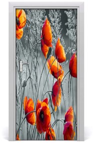 Samolepiace fototapety na dvere pole mak 85x205 cm