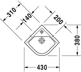 Duravit Starck 3 - Rohové umývadielko 430x380 mm, biela 0752440000