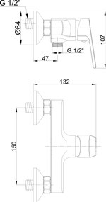 Invena Kalon, sprchová batéria 150 mm, chrómová, INV-BN-42-001-X
