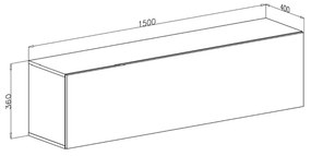 TV STOLÍK ELEGANTE 150 cm BIELY VYSOKÝ LESK + BIELY OCEĽOVÝ PODSTAVEC