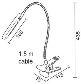 ACA Lighting LED stolný lampička s vypínačom a klipom BAZ 5W/230V/4000K/340Lm/120°/IP20, modrá