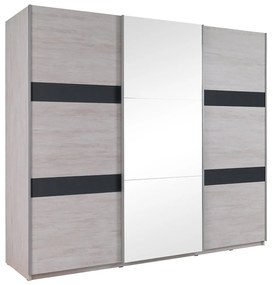 Skriňa Verdek SZ250 VD13, Farby: dub monastery / dub monastery + čierny lesk, Osvetlenie: osvetlenie LED