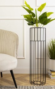 KOVOVÝ KVETINÁČ SO STOJANOM GLAM 70X20 CM BIELA/ČIERNA