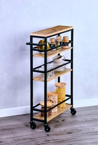 Pojízdný kuchyňský vozík Vaski 81 cm černý/hnědý