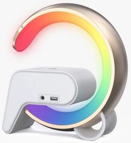 Immax 08986L-LED RGB Stmievateľná lampa s budíkom a Qi nabíjaním 30W/230V zlatá