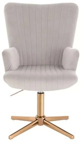LuxuryForm DESIGN Kreslo AMADEO VELUR na zlatom kríži - svetlo šedá