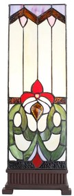 Kvádrovitá stolná lampa Tiffany s kvetom - 18*18*48 cm E14/max 1*40W