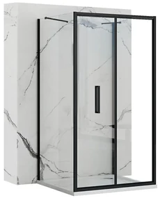 Rea Fold, 3-stenová sprchová kabína so skladacími dverami 100 (dvere) x 80 (stena) x 195 cm, čierny profil, KPL-09916