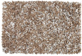 Kožený koberec 140 x 200 cm hnedá/sivá MUT Beliani