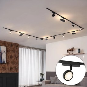 Koľajnicový systém s 8 reflektormi a 4 stropnými svetlami čierny 1-fázový - Magnetic Lance Puk