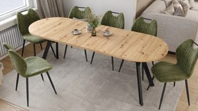 Mazzoni ALMO Dub Artisan / čierne nohy - OVÁLNY ROZKLADACÍ STÔL 120-220 cm PRE 10-12 OSÔB