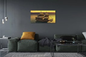 Obraz canvas Yellow sky ship sea 140x70 cm