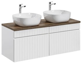 Závěsná skříňka Iconic s deskou a umyvadly 120 cm bílá/dub santa fe vintage