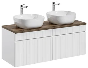 Závěsná skříňka Iconic s deskou a umyvadly 120 cm bílá/dub santa fe vintage