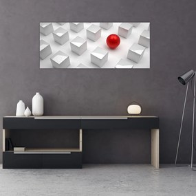 Obraz abstrakcie - kocky s guľou (120x50 cm)