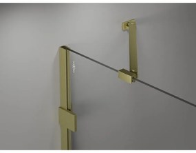 Mexen Lunar, Päťuholníkový sprchový kút Mexen Lunar naklápací doľava 100 x 100 cm, 8mm číre sklo, zlatý matný profil, 831-100L-100P-55-00-L