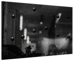 Abstraktný obraz - zelené guličky (90x60 cm)