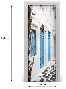 Fototapeta samolepiace na dvere gréckej uličky 75x205 cm